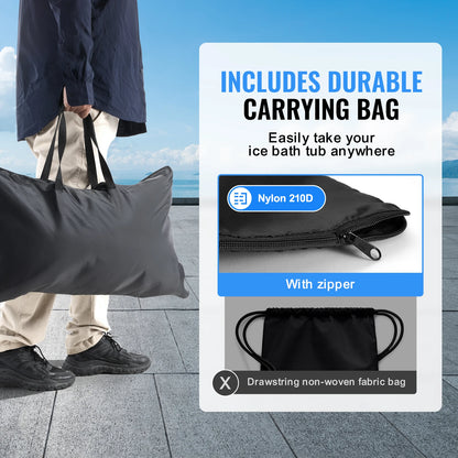 SucceBuy Ice Bath Tub Cold Water Therapy Plunge Tub for Athletes Portable Outdoor Ice Barrel Plunge Pool Inflatable Ice Bathtub